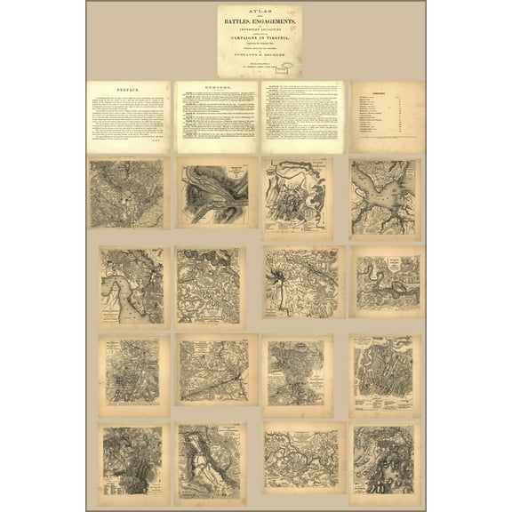 24"x36" Gallery Poster, map of civil war battles in virginia 1864