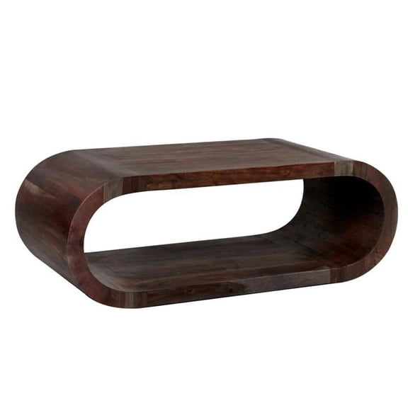 Hawthorne Collections Ellipse Solid Acacia Wood Coffee Table - Gray