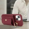 thumbnail image 4 of for iPhone 15 Case with Card Holder for Women, for iPhone 15 Phone Case Wallet with Strap Credit Card Slots Crossbody with Kickstand Zipper Case for iPhone15-Red Wine, 4 of 13