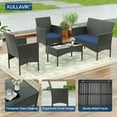 thumbnail image 3 of Kullavik 4 Pieces Outdoor Patio Furniture Set,PE Wicker Rattan Chairs Garden Conversation Sets with Tempered Glass Table and Soft Cushions for Lawn,Pool or Backyard,Navy Blue, 3 of 7