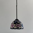 thumbnail image 3 of Tiffany Hanging Lamp Stained Glass Hummingbird Flowers LED Bulb for Dining Room Island Kitchen 60"H*8"W*8"D, 3 of 4