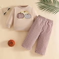 thumbnail image 2 of NIEWTR 6-12 Months Toddler Girls Girls Clothes Fall Winter Outfit Sets, Baby Girls Girl Long Sleeve Crewneck Prints Elastic Waist 6M 1T 2T 3T 4T 5T 2 Piece Tops And Pants A130-Brown, 2 of 4