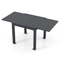 Topbuy Extendable Outdoor Dining Table 31.5 -63 Inches Patio Dining Table w/ All-weather Aluminum Frame Large Rectangular Table