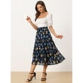 thumbnail image 3 of DARING DIVA Women's Chiffon Tiered A-Line Maxi Skirt M Navy, 3 of 6