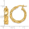 thumbnail image 3 of 14K Yellow Gold Precious, Trendy 21 Mm 20 Polished And Textured Twisted 5.00Mm X 20Mm Round Tube Hoop Earrings, 3 of 3