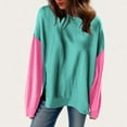 thumbnail image 6 of TKLPEHG Long Sleeve Tops for Women Crew Neck Drop Shoulder Tunic Tops Loose Casual Comfy Classic Color Block Patchwork Fashion Lightweight Pullover (Mint Green,L), 6 of 6