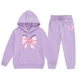 thumbnail image 2 of MAIHAN-Girls Winter Hoodie & Joggers Set 2-13 Years, Winter Hoodie and Pants 2-Piece Outfit, Cozy Warm Lined Sweatsuit for Boys and Girls(Light Purple4,8-9Years), 2 of 4