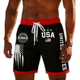 thumbnail image 4 of FASHOFT Mens Swim Trunks 4th of July Swimsuit American flag Print Beach Board Shorts with Pockets Bathing Suits Black M, 4 of 4