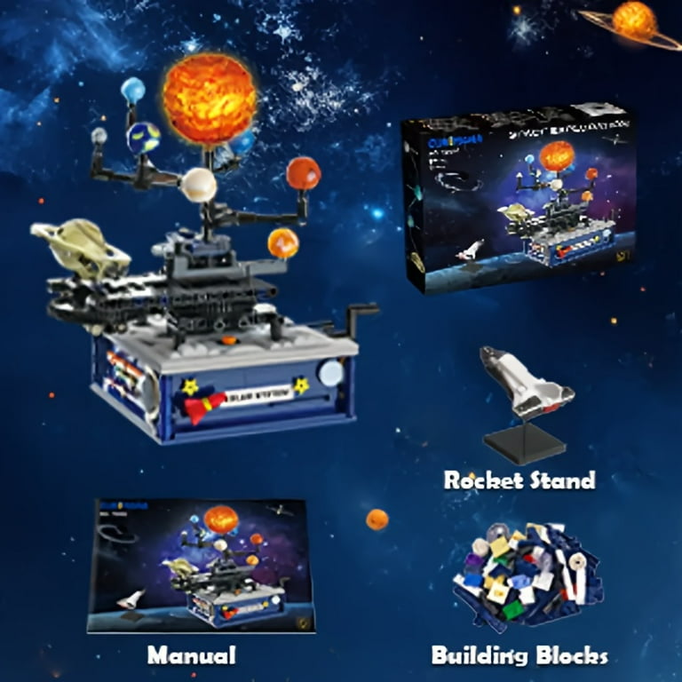 Solar System Building Blocks Set with Light - Rotatable Space
