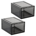 thumbnail image 2 of Paquete de 2 Cajas de , Almacenamiento de , Organizador Apilable, de Cierre , Zapatillas de Deporte, Armario de Panel Gris ahumado perfecl Almacenamiento de zapatos, 2 of 8