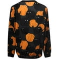 thumbnail image 4 of Chandail en Molleton Citrouille Chat pour Femmes Halloween Col Rond Pull Manches Longues Hauts Décontractés Amples, 4 of 5