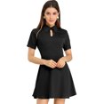 thumbnail image 1 of Unique Bargains Robe de Travail pour Femmes Bureau Ajustée et Évasée Mini à Col Rabattu avec Trou de Serrure, 1 of 5