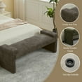 thumbnail image 5 of 58.7" Linen End of Bed Bench Upholstered Modern Bedroom Bench for Living Room & Entryway,Footrest Ottoman Accent Window Bench with Solid Wood Frame & Curved Arm, Brown, 5 of 10