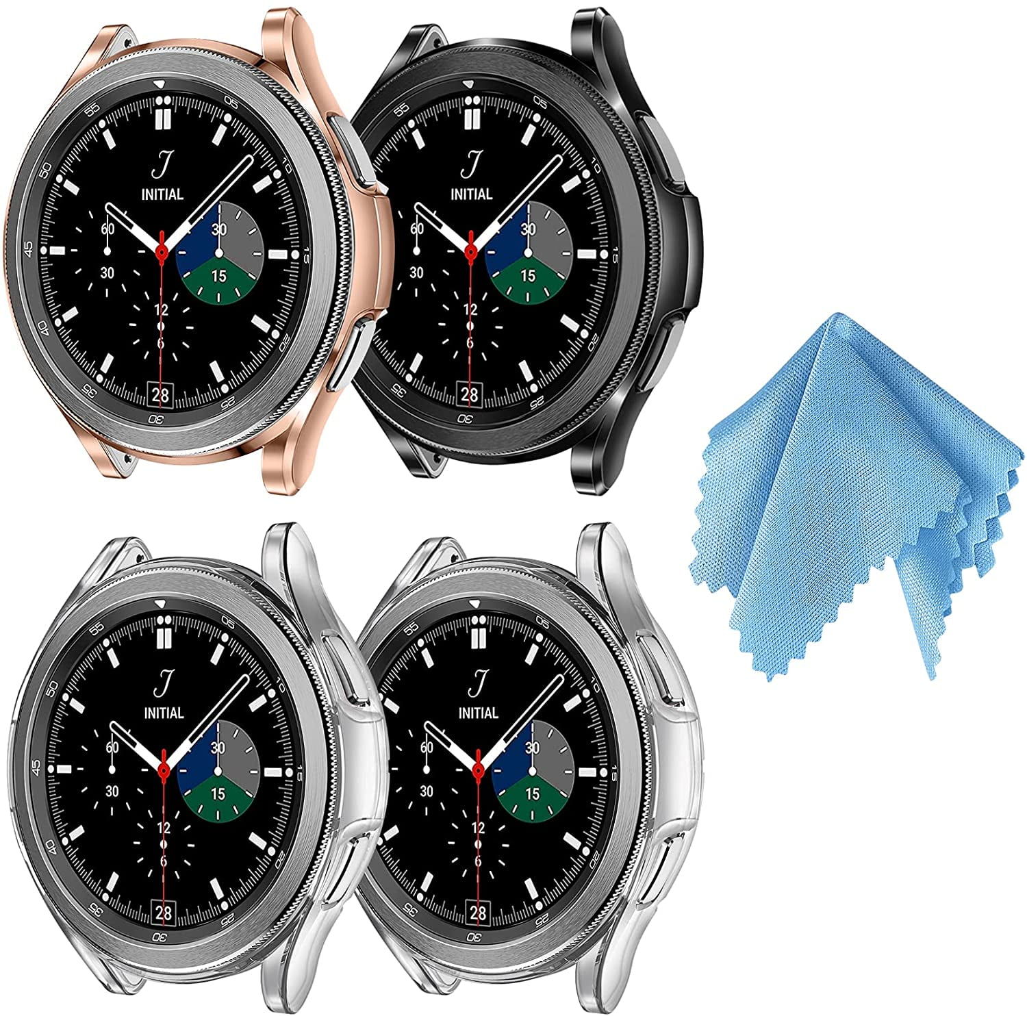 [4 Pack] Case for Samsung Galaxy Watch 4 Classic 46mm, Soft TPU Slim