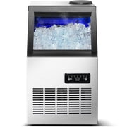 Commercial Ice Maker Machine 120LBS/24H Ice Maker, Stainless Steel Freestanding Ice Machine with 33LBS Storage Capacity, Self-Cleaning, 2 Water Inlet Modes,Ideal for Restaurant,Home,Bar