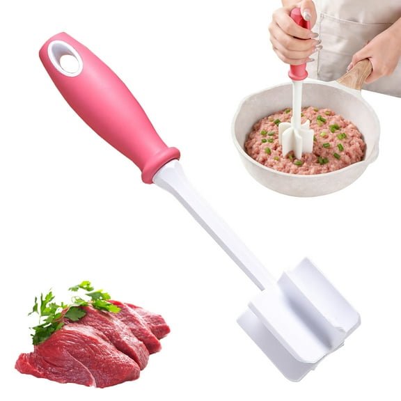 Meat Chopper, 6 Curve Blades Ground Beef Masher, Heat Resistant Meat Masher Tool for Hamburger Meat, Ground Beef, Turkey and More, Nylon Hamburger Chopper Utensil Non-scratch Utensils