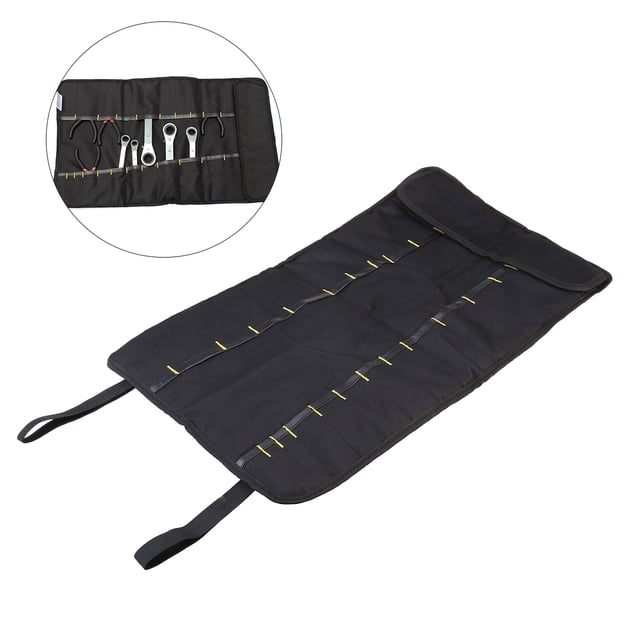 MasteelfCA Sac à Outils Roulant Multi-Usage 22 Poches Pince Tournevis Étui de Transport (Noir)