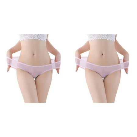 2 Pack Womens Low Waist Sheer Mesh Briefs Cute Seamless Panties For Women Bladder Leak Underwear for Women Lower Belly Waist Trainer High Waist Bikini Thong Panties High Thigh Bikini Underwear for