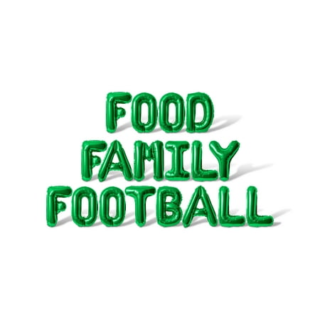 Letter Balloons - FOOD FAMILY FOOTBALL 16" Inch Alphabet Letters Foil Mylar Balloon Thanksgiving Party Banner (Green)