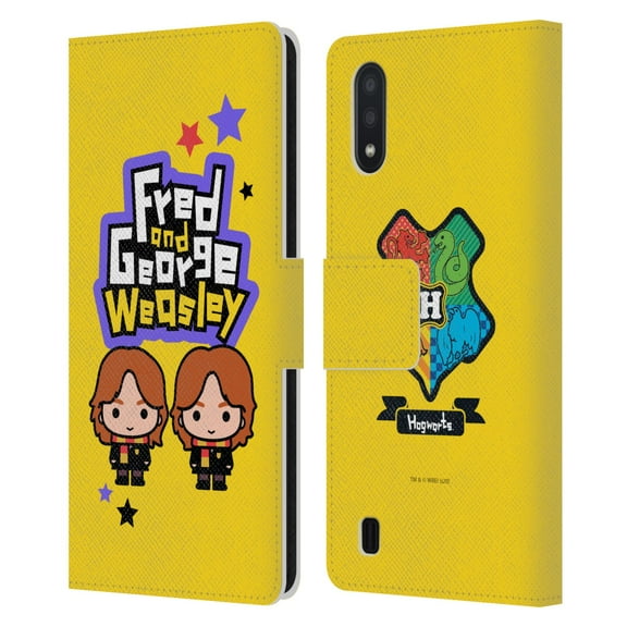 Head Case Designs Officially Licensed Harry Potter Deathly Hallows XXVIII Fred & George Weasley Leather Book Wallet Case Cover Compatible with Samsung Galaxy A01 (2020)