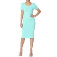 thumbnail image 1 of TheMogan Robe Midi Moulante en Jersey de Coton Extensible à Manches Courtes pour Femmes, 1 of 6