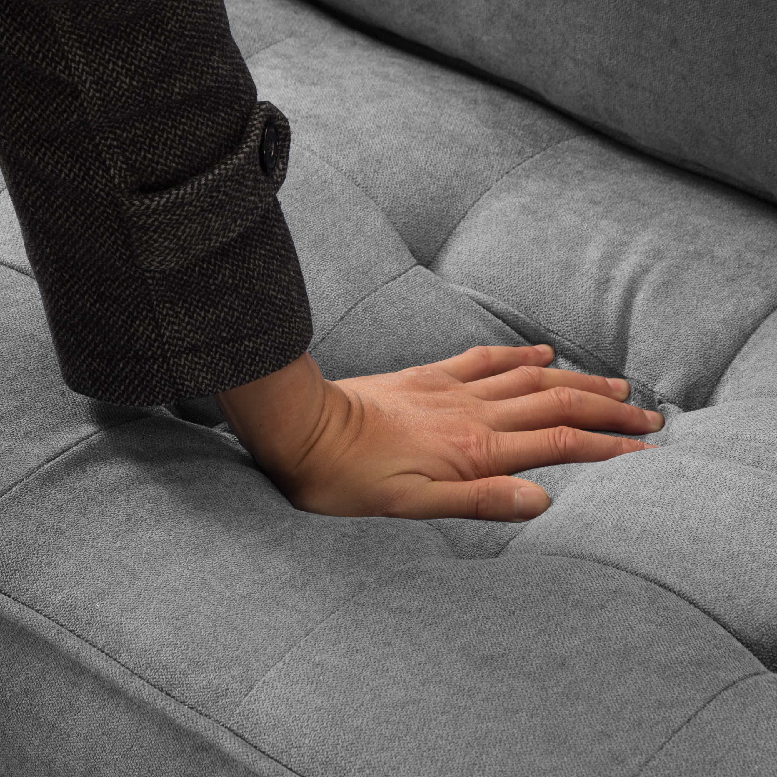 BSHTI 65” Modern Couch/Loveseat,Polyester Upholstery,Detachable Backrest,Tapered Wood Legs,with Non-Slip Pads,2 Pillows Included(Light Gray)