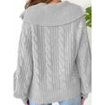 thumbnail image 4 of Gupgi Sweaters for Women Trendy Zip Up Long Sleeve Solid Color Sweater Tops Fall Lapel Cable Knit Pullover, 4 of 7