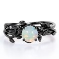 thumbnail image 1 of JeenMata Ópalo Etíope Redondo de 1 Quilate y Moissanita - Engaste de 4 Puntas - Juego de Boda de Inspiración Botánica - Baño de Oro Negro de 18 K sobre Plata, 1 of 6