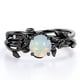 thumbnail image 1 of JeenMata Ópalo Etíope Redondo de 1 Quilate y Moissanita - Engaste de 4 Puntas - Juego de Boda de Inspiración Botánica - Baño de Oro Negro de 18 K sobre Plata, 1 of 6