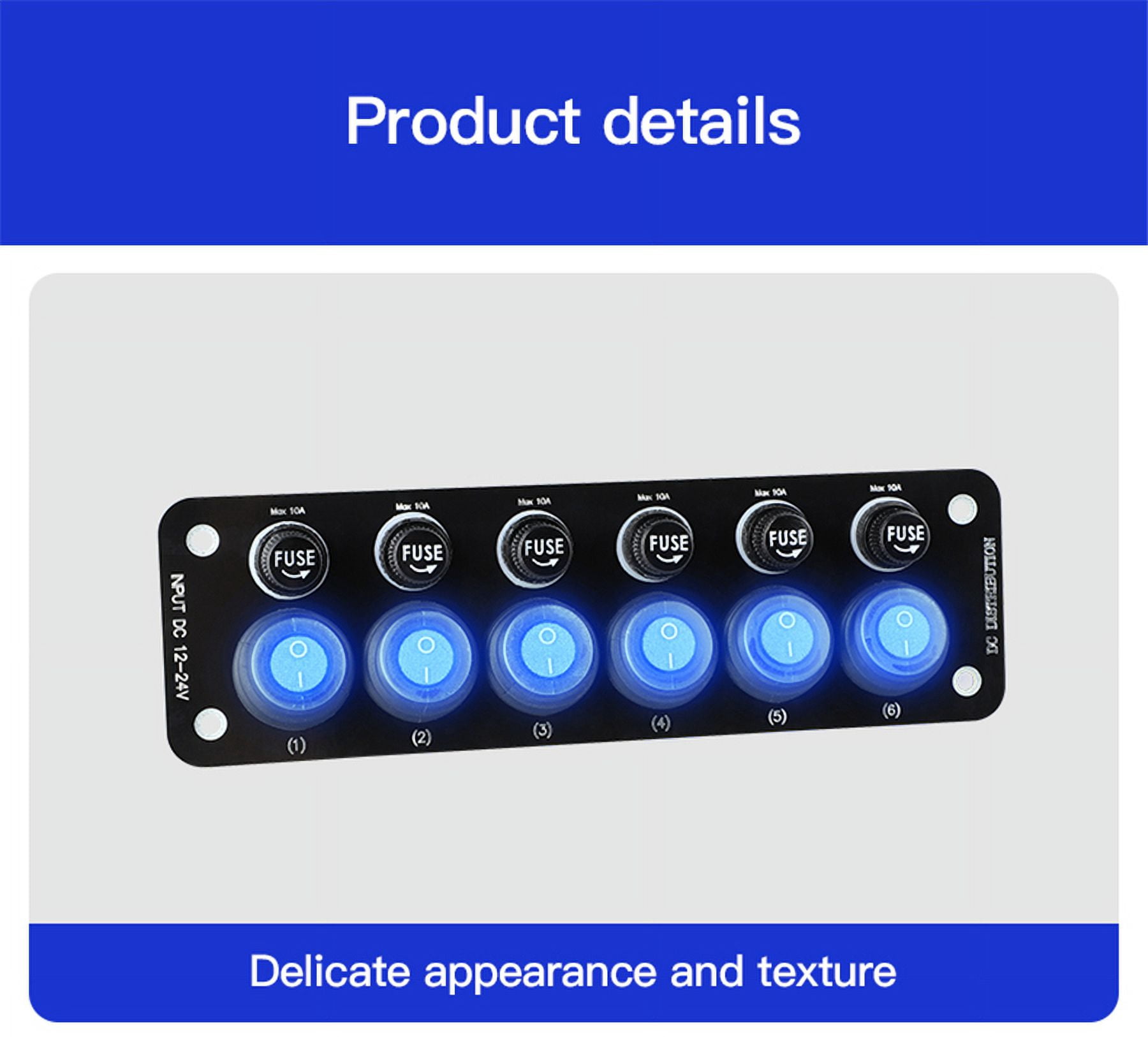 6 Gang Toggle Rocker Switch Panel On/Off For Motorhome RV Boat Marine Truck 12V
