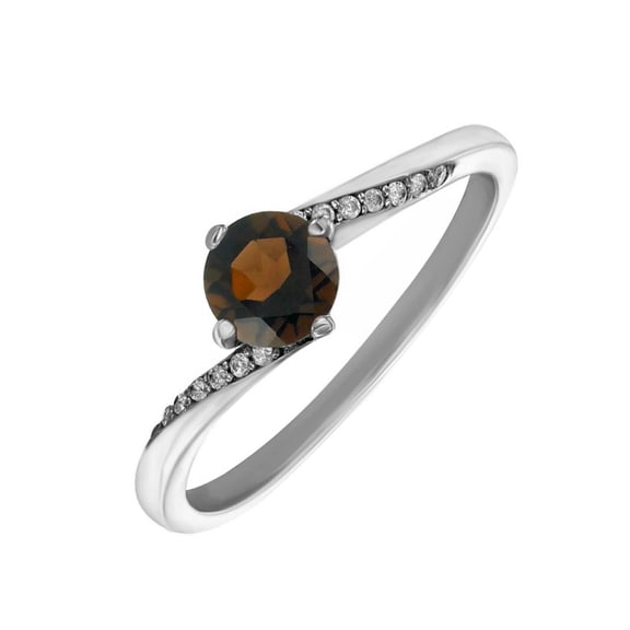 Gold Plated 925 Sterling Silver Natural Smoky Quartz 0.25 Ct Weight Gemstone Silver Ring For Women