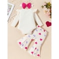 thumbnail image 3 of HWJAD Baby Girl Clothes Newborn Infant Outfits Long Sleeve Romper+ Floral Bell Bottoms Pants + Cute Headband Sets, 3 of 9