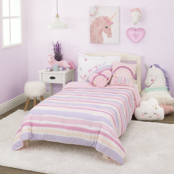 Everything Kids Watercolor Rainbow Pink, Twin Bedding Sets