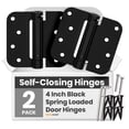 thumbnail image 2 of Performore Paquete de 2 bisagras de puerta negras mate – Bisagras de puerta con resorte negro de 4 pulgadas x 4 pulgadas – Bisagras de cierre automático para puertas interiores residenciales y comerci, 2 of 6