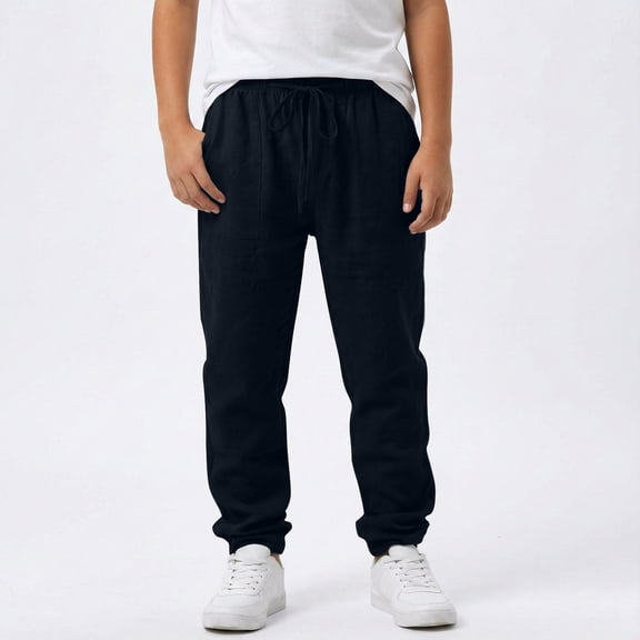 Ulitacool Boys Summer Pants Linen Pants For Straight Leg Trousers Kids Long Pants With Elastic Waist For Daily Play And Outdoor Activities Comfortable Wear Navy 6-7 Years
