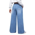 thumbnail image 6 of Women's Casual Jeans, Elastic Drawstring Waist Loose Fit Denim Pants with Pockets, Mid Waist Street Style Baggy Jeans, Comfortable Trousers for Daily Wear Light Blue L, 6 of 8
