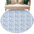 thumbnail image 2 of 7ft Washable Round Rug, Blue Non-Slip Circle Area Rug for Living Room Dining Room, Cycling Pattern Indoor Floor Mat for Home Decor, 2 of 9