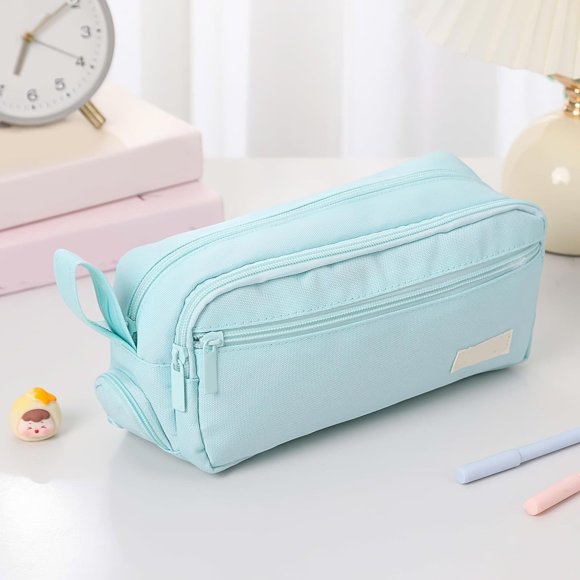 Ke1Clo Trousse à Crayons Portable Mignonne et Stylée, Organisateur de Papeterie avec Rangement Multifonction pour l'École, Trousse à Crayons pour la Maison et le Bureau Fournitures de Rentrée Scolaire, Vert