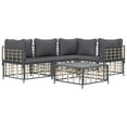 thumbnail image 3 of vidaXL 5 Piece Patio Lounge Set with Cushions Anthracite Poly Rattan, 3 of 8