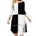 thumbnail image 1 of Vestido elegante y dulce a cuadros en blanco y negro para mujer, estilo coreano kawaii, con cuello cuadrado, estilo moderno, estilo scooter Lambretta, color negro, 1 of 6