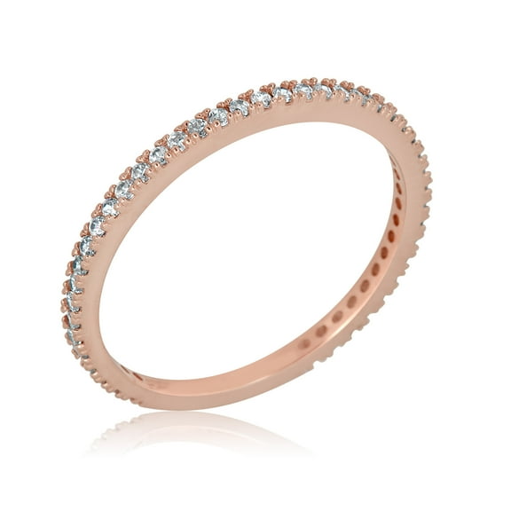 AVORA 10K Rose Gold Simulated Diamond CZ Fashion Band Ring - Size 7