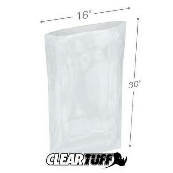 ClearTuff - 16" x 30" 2 Mil Flat Poly Bags - 500/Case