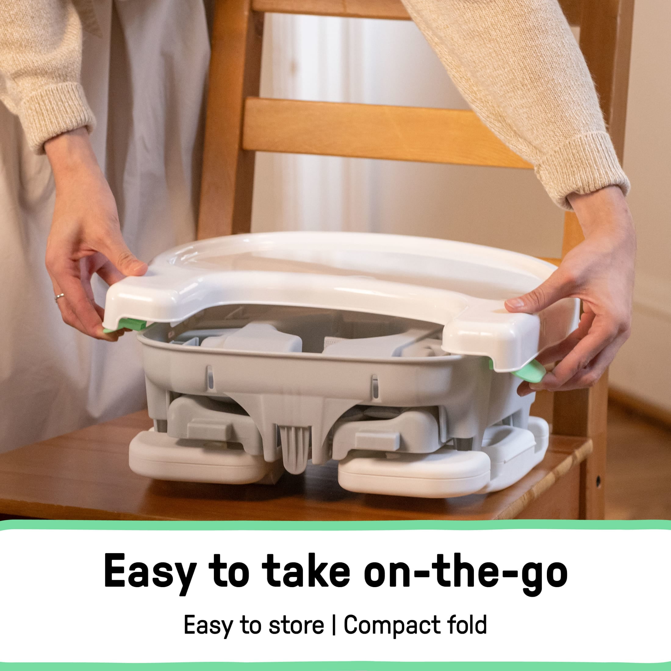 Ingenuity Deluxe Comfort Folding Baby Booster - Adjustable Height - Cushioned - Lightweight - 6M-3Y