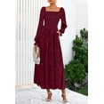 thumbnail image 3 of PRETTYGARDEN Women's Fall Floral Midi Dress Long Sleeve Smocked A Line Long Flowy Elegant Wedding Guest Dresses, 3 of 7
