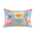 thumbnail image 7 of Yayeee Pillowcase Standard Size Set of 2 Satin Wrinkle Resistant Pillow Case, Blue Flowers, 7 of 7