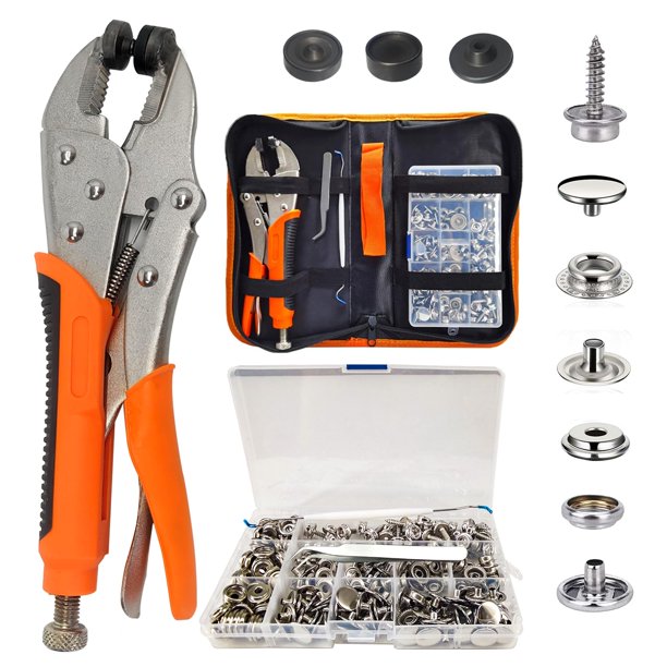 Kit de alicates a presión MinliGuy con 60 broches de acero inoxidable de 15 mm