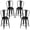 Black, variant on Furnibear Set of 4 Metal Bar Stools with Backrests and Footrests, Gun Metal