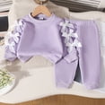 thumbnail image 2 of TOWED22 Baby Girl Fall Clothes Long Sleeve Flower Tops + Pants Set Toddler Winter Outfits,Purple,2-3 Y, 2 of 9