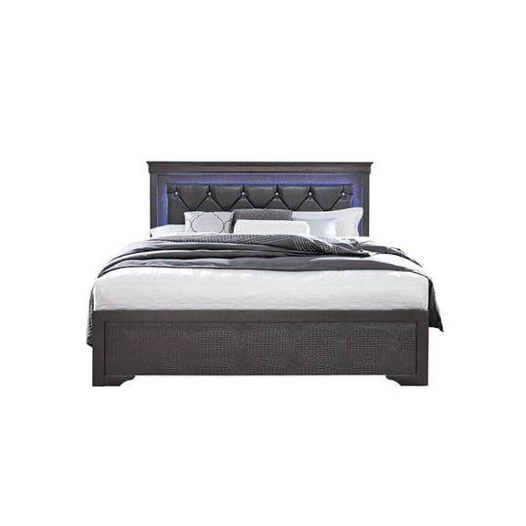 POMPEI METALLIC GREY FULL BED WITH LED