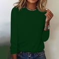 thumbnail image 2 of hoksml Women's Fashion Solid Colour Long Sleeves Tops Crew Neck Casual Tee Blouses Sweatshirt for Women, 2 of 4